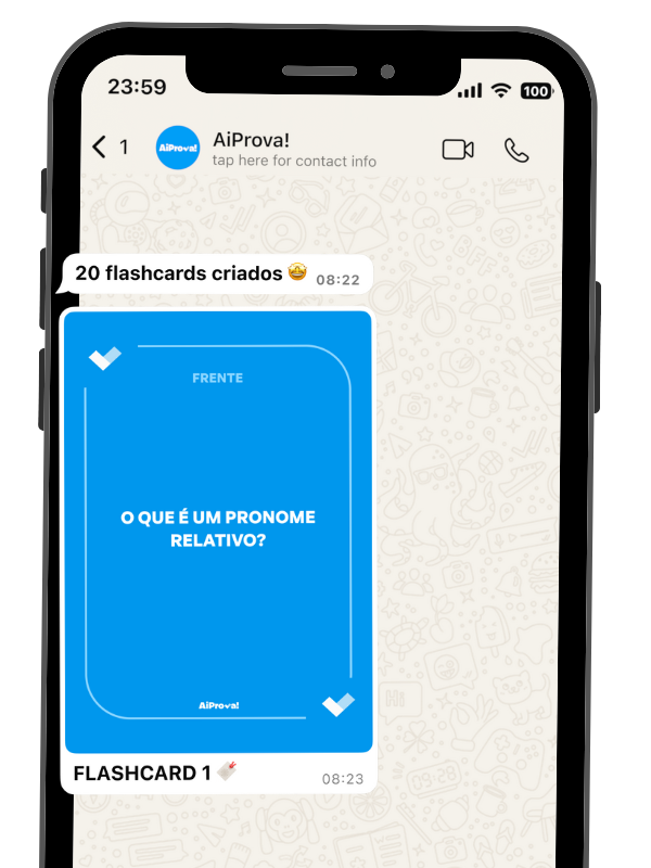 Flashcard com pergunta no WhatsApp